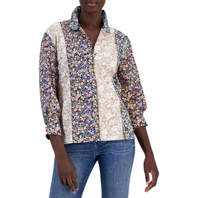 Nautica Jeans Co. Womens Floral Print Cotton Tunic Top In Multi