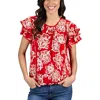 Nautica Jeans Co. Womens Floral Print Jersey Blouse In Multi
