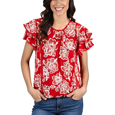 Nautica Jeans Co. Womens Floral Print Jersey Blouse In Multi
