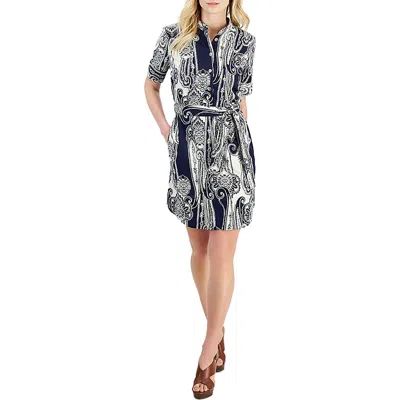 Nautica Jeans Co. Womens Paisley V-neck Shirtdress In Blue