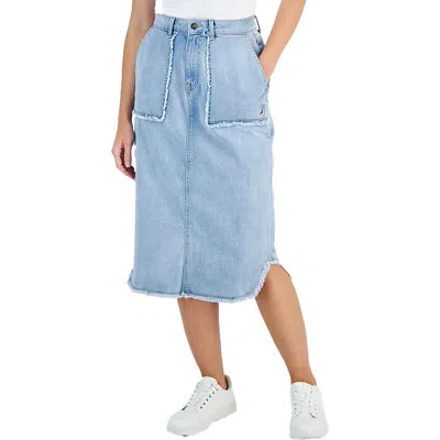 Nautica Jeans Co. Womens Pocket Denim Midi Skirt In Multi