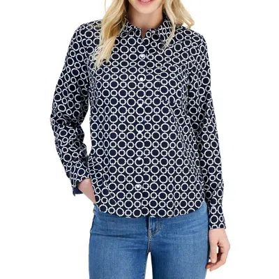 Nautica Jeans Co. Womens Printed Cotton Button-down Top In Multi