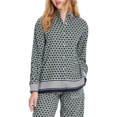 Nautica Jeans Co. Womens Printed Linen Button-down Top In Multi