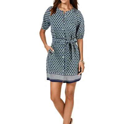 Nautica Jeans Co. Womens Printed Linen Shirtdress In Multi