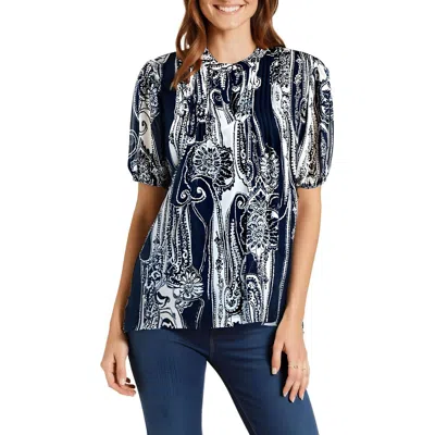 Nautica Jeans Co. Womens Printed Recycled Polyester Blouse In Blue