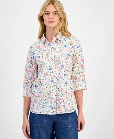 Nautica Jeans Nautica Women's Belagio Floral Roll-tab Shirt In Multi