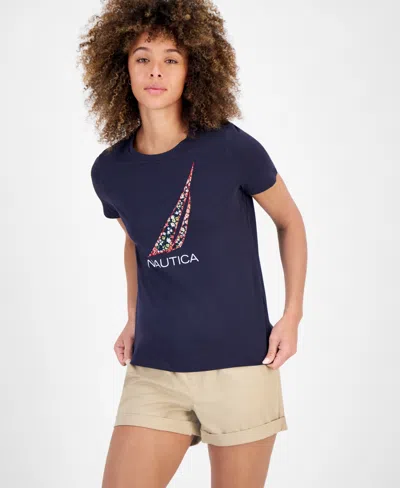 Nautica Jeans Women's Applique Logo T-shirt In Night Sky