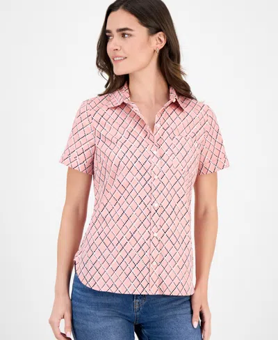 Nautica Jeans Women's Argyle Dot Camp Shirt In Pink