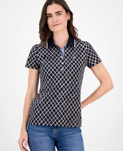 Nautica Jeans Women's Argyle Dot Polo Shirt In Multi
