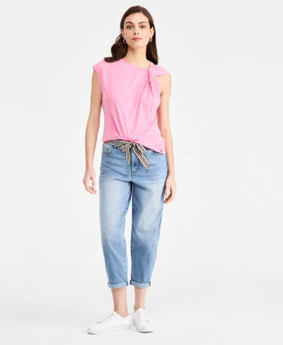Nautica Jeans Women's Belted Carrot Jeans In Pink
