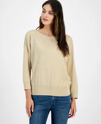 Nautica Jeans Women's Boat-neck Dolman Shimmer Sweater In Neutral