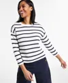 Nautica Jeans Women's Braided Pointelle Knit Sweater In Ivory,night Sky