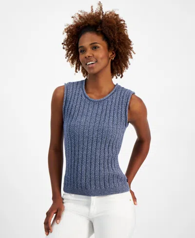 Nautica Jeans Women's Cable-knit Sleeveless Sweater In Hrbr Nt Ws