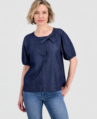 Nautica Jeans Women's Chambray Side Bow Blouse
