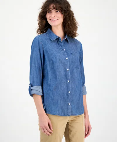 Nautica Jeans Women's Chambray Utility Shirt In Blue