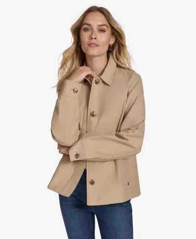 Nautica Jeans Women's Collared Solid Trench Coat In Stone