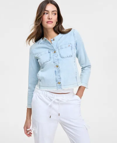 Nautica Jeans Women's Collarless Denim Jacket In Ariella Wash