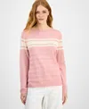 Nautica Jeans Women's Cotton Boat-neck Textured Sweater In Multi