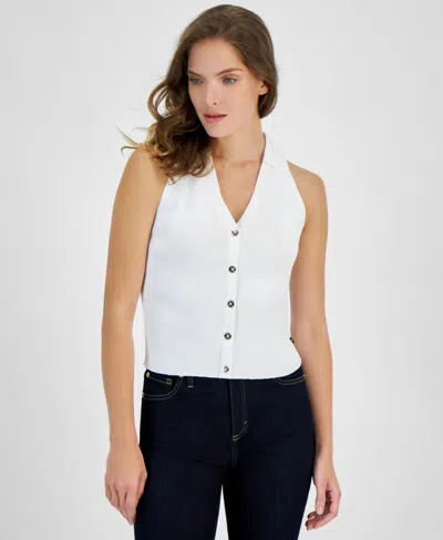 Nautica Jeans Women's Cotton Button-front Sleeveless Sweater In Brt White