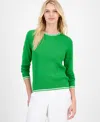 Nautica Jeans Women's Cotton Cable Knit Crewneck Sweater In Green