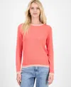 Nautica Jeans Women's Cotton Cable Knit Crewneck Sweater In Red