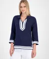 Nautica Jeans Women's Cotton Contrast-trim Tunic Top