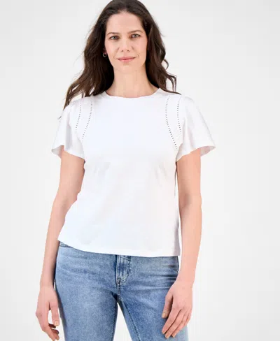 Nautica Jeans Women's Cotton Flutter-sleeve T-shirt