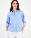 Nautica Jeans Women's Cotton Garden Paisley Roll-tab Shirt In Blue