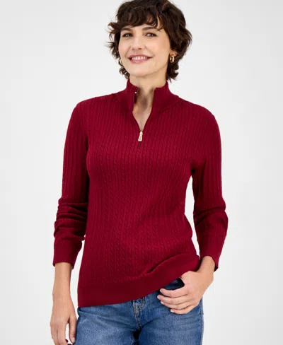 Nautica Jeans Women's Cotton Mock-neck Sweater, Online Only In Burgundy