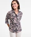 Nautica Jeans Women's Cotton Paisley-print Roll-tab Shirt In Multi