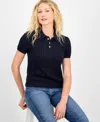 Nautica Jeans Women's Cotton Polo Cable-knit Sweater In Black