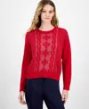 Nautica Jeans Women's Cotton Snowflake-motif Sweater In Red