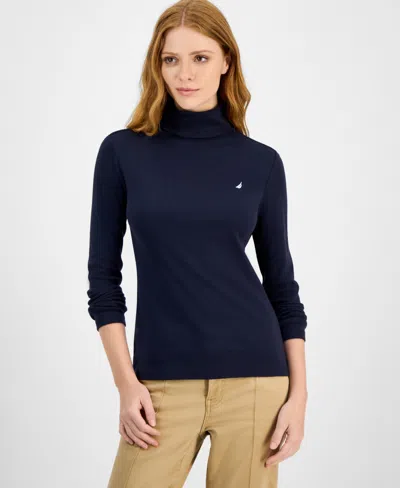 Nautica Jeans Women's Cotton Turtleneck Long-sleeve T-shirt, Online Only In Black