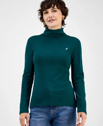 Nautica Jeans Women's Cotton Turtleneck Long-sleeve T-shirt, Online Only In Blue
