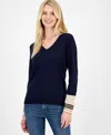 Nautica Jeans Women's Cotton V-neck Sweater In Multi