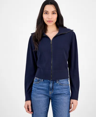 Nautica Jeans Women's Cotton Zip-front Cardigan Sweater In Blue