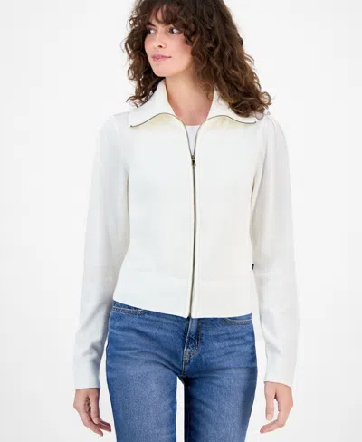 Nautica Jeans Women's Cotton Zip-front Cardigan Sweater In White