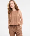 Nautica Jeans Women's Crewneck Sleeveless Bubble Top In Brown