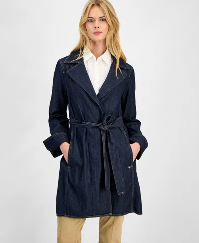 Nautica Jeans Women's Denim Trench Coat In Blue