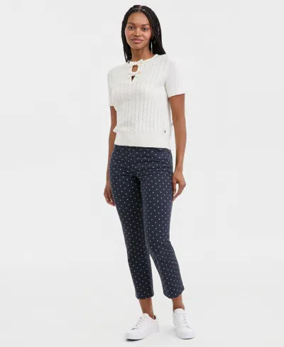 Nautica Jeans Women's Dot-print Straight Ankle Pants In Blue