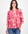 Nautica Jeans Women's Festival Floral Pintuck Blouse In Pink