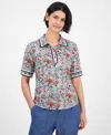 Nautica Jeans Women's Floral-print Polo Shirt In Bloom Multi