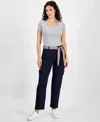 Nautica Jeans Women's High-rise Striped-belt Cargo Pants In Night Sky