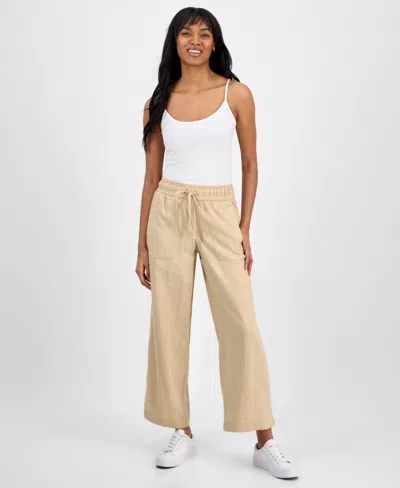 Nautica Jeans Women's Linen-blend Wide-leg Pants In Irish Cream