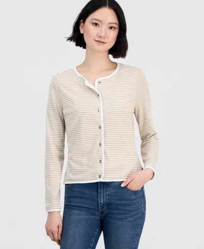 Nautica Jeans Women's Long-sleeve Striped Cardigan Top