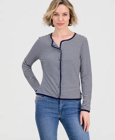 Nautica Jeans Women's Long-sleeve Striped Cardigan Top