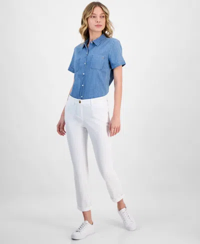Nautica Jeans Women's Montauk Solid Cuffed Chino Pants In Bright White