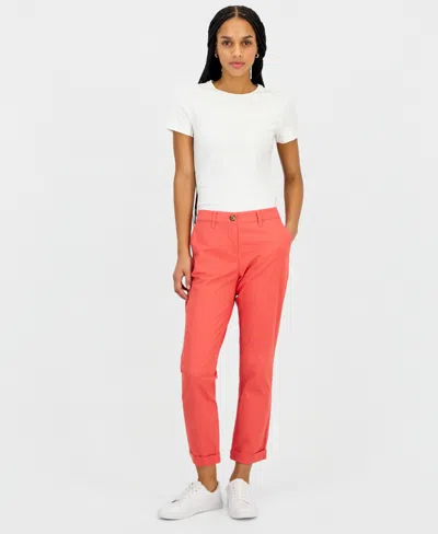 Nautica Jeans Women's Montauk Solid Cuffed Chino Pants In Pink