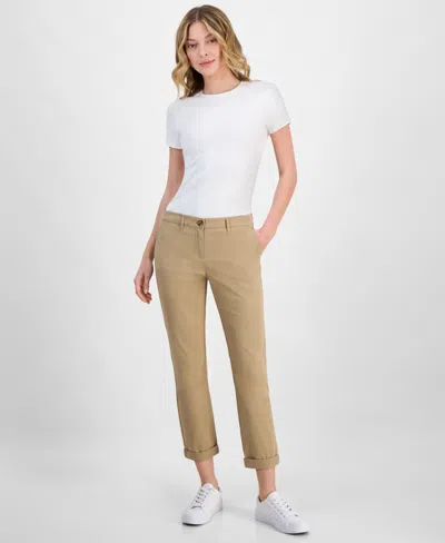 Nautica Jeans Women's Montauk Solid Cuffed Chino Pants In Rope