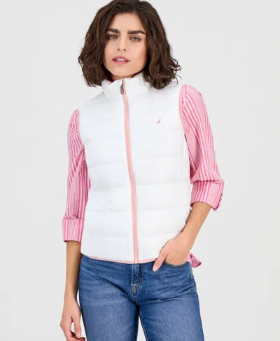 Nautica Jeans Women's Padded Puffer Vest In White